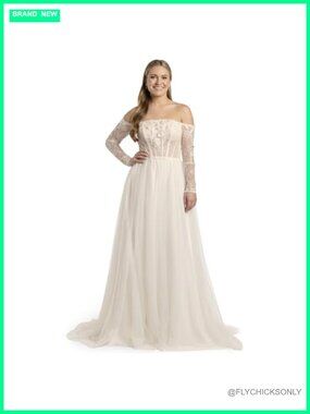 Off-the-Shoulder Tulle Corset A-Line Wedding Dress Maxi Bridal Gown